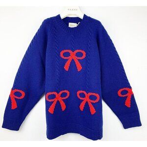 NWT Gucci Kids Bow Motif Sweater In Blue Size 12